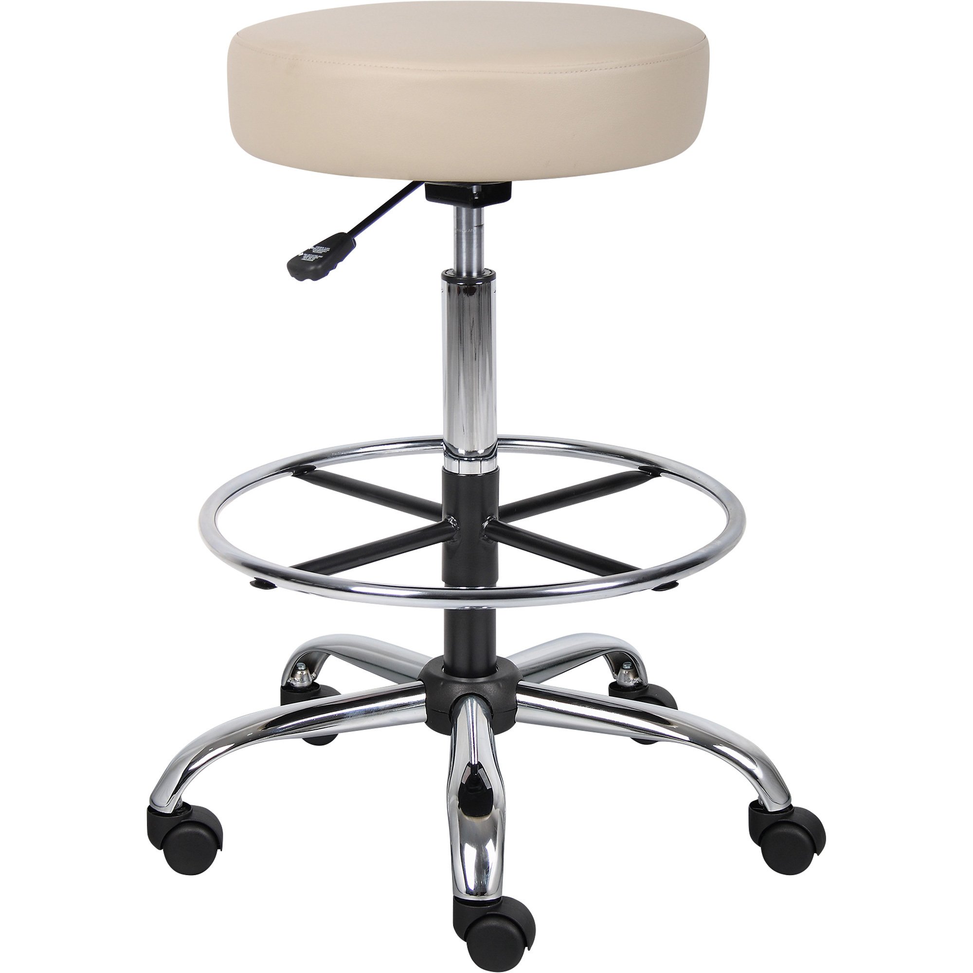 Norstar Medical Stool with Caresoft Vinyl Upholstery — 25in.W x 25in.D x 28–34in.H